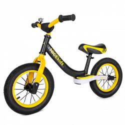 Balansinis dviratukas NICEkids su stabdžiais ir pripučiamais ratais geltonas